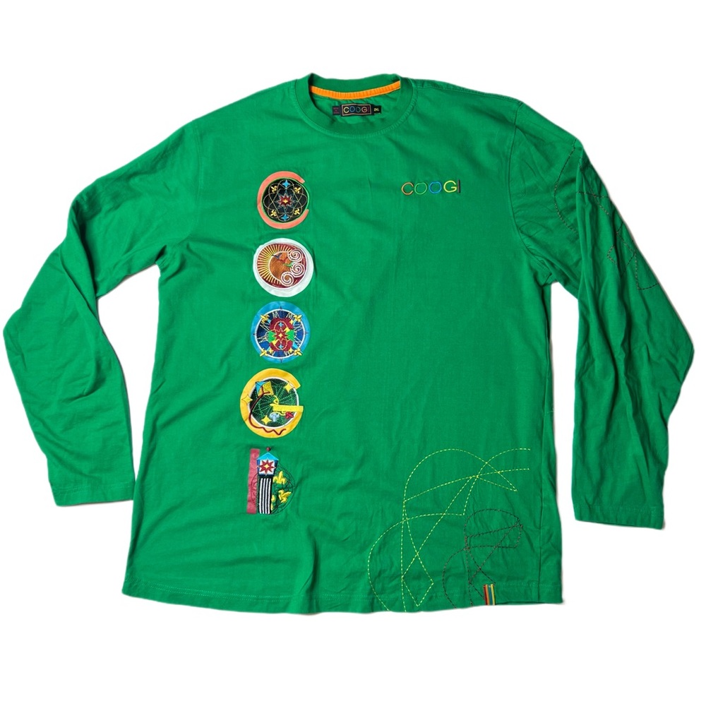 Vintage Coogi Green Embroidered Long Sleeve T-Shirt 2XL | L/S Tee Shirt XXL